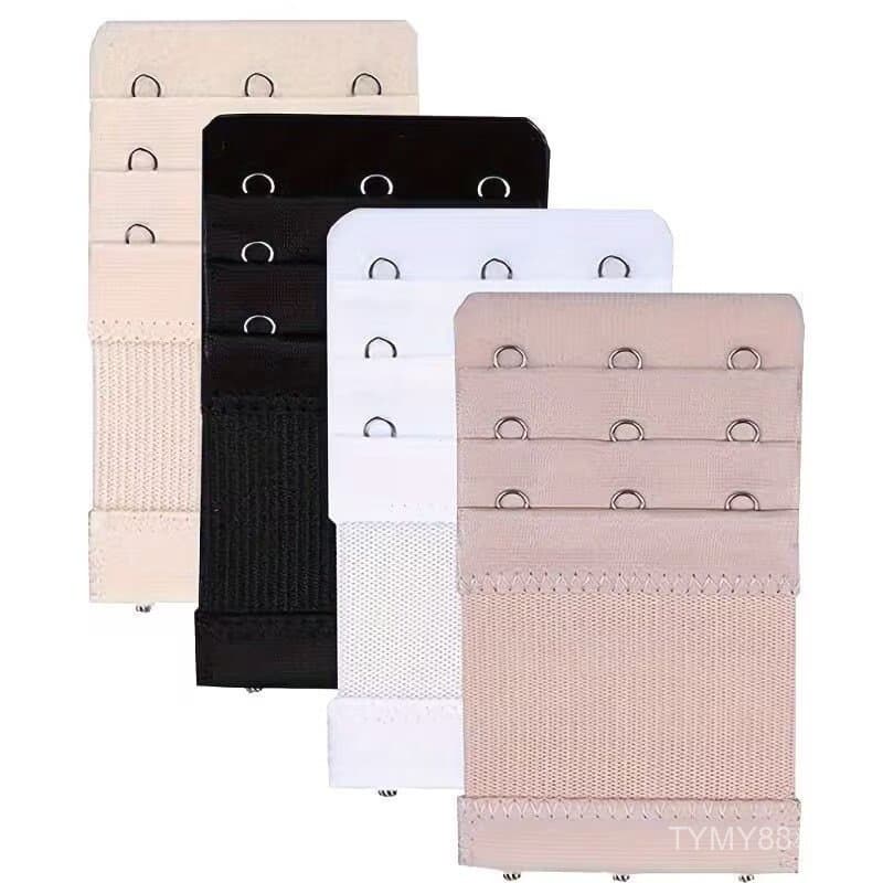 Conjunto de Extensor de Alça de Sutiã com 3 Ganchos - 4 Acessórios de Sutiã Ajustáveis (Preto/Nude/Branco)