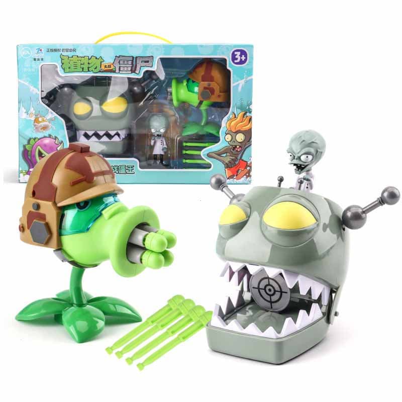 Novas Plantas vs . Zombies 2 Crianças Meninos Metralhadora Peashooter + Conjunto De Cabeça Mecânica Brinquedos 2 Peças