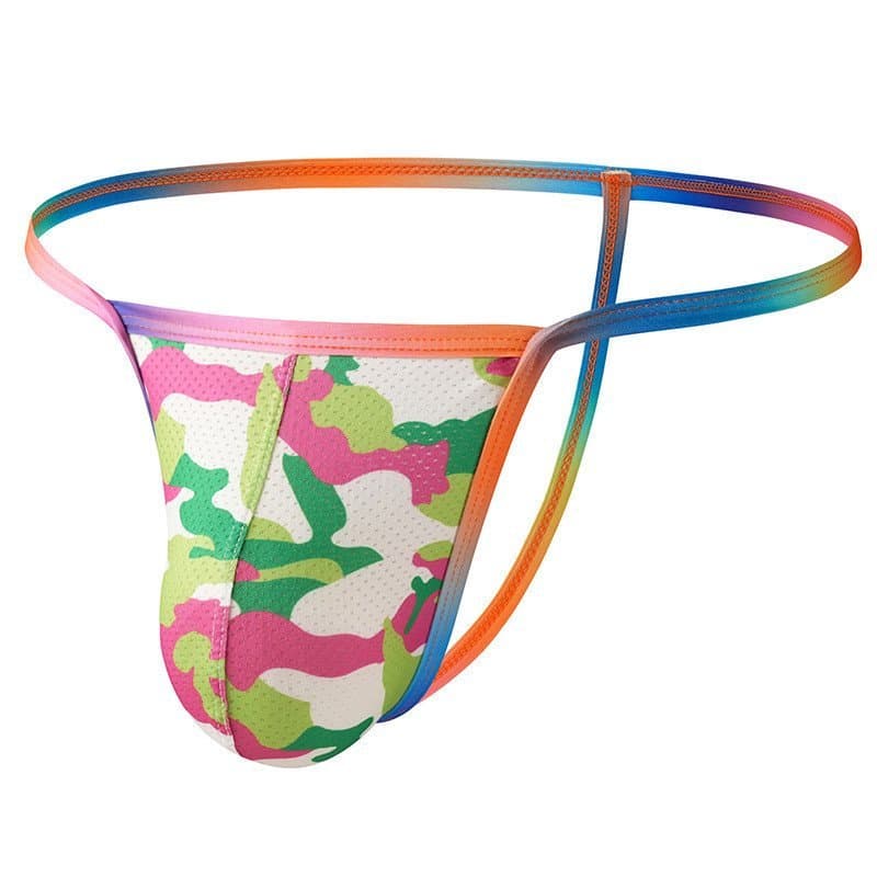 Tangas Masculinas De Cintura Baixa Camuflada Malha Estampada Alça Respirável Roupa Íntima Juvenil