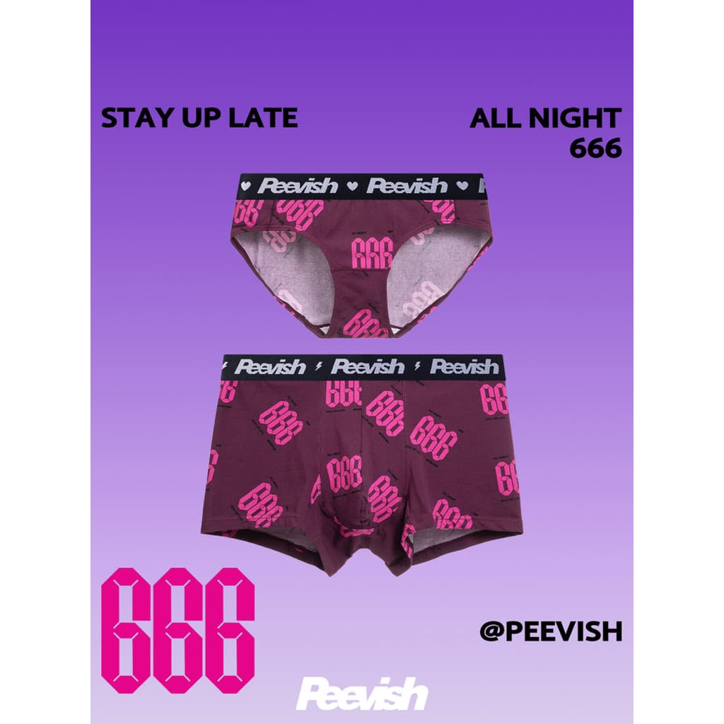 PEEVISH PEEVISH Cartoon Casal Antibacteriano Masculino Puro Algodão Boxer Cuecas Masculinas Cuecas Femininas