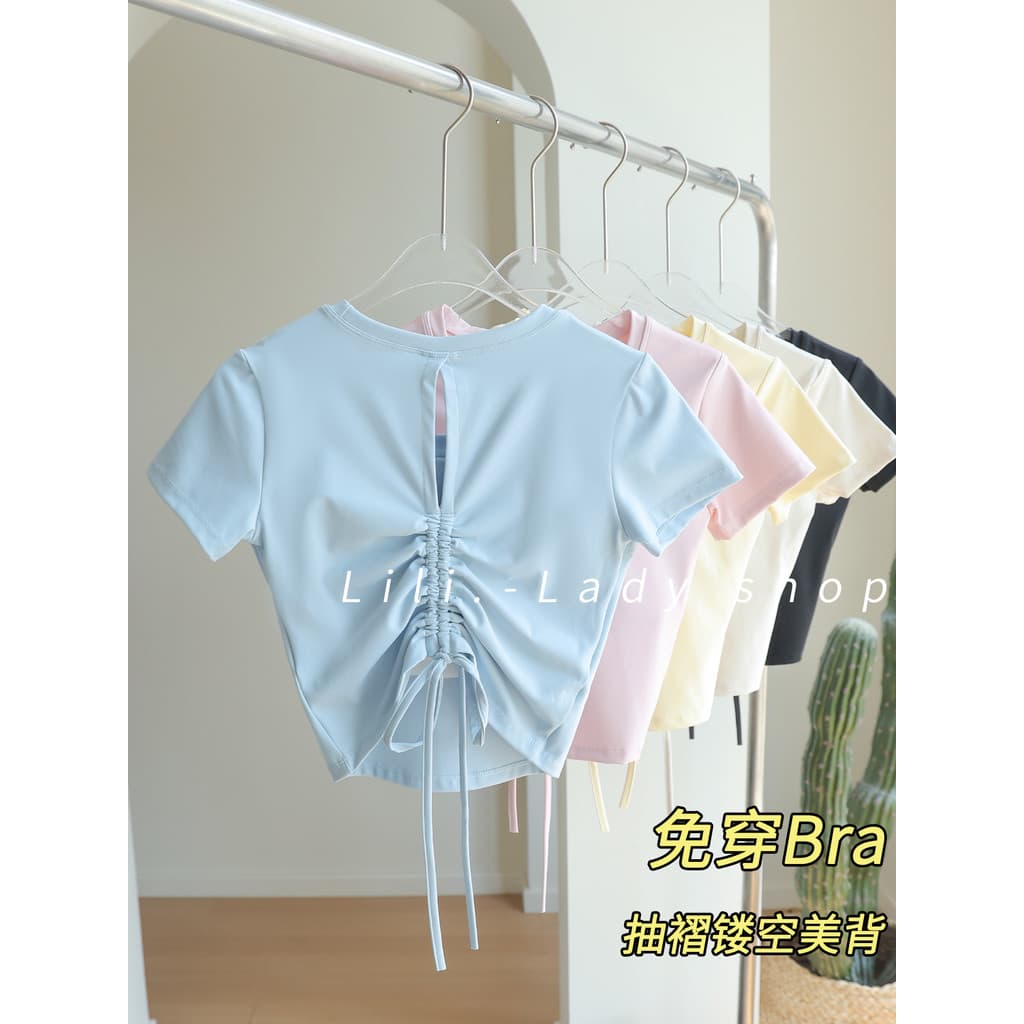 Com almofada no peito roupas de Yoga topo feminino 2026 novo estilo bonito roupas de treinamento de Pilates correndo esp