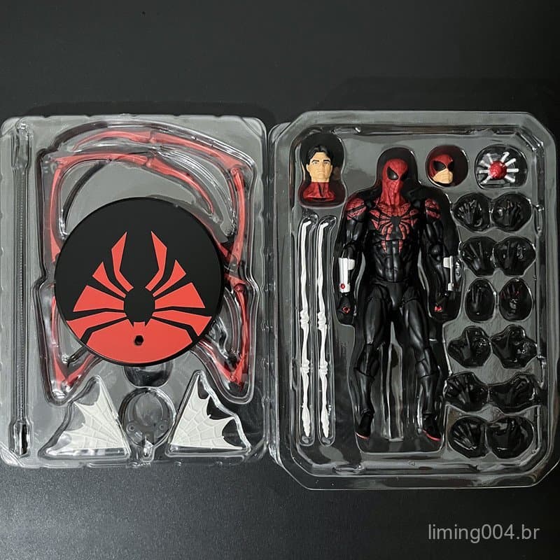 Anime Os Vingadores Preto Peter Parker SHF Movimentação Conjunta PVC Super-Herói Figura De Ação Modelo Coleção Decoração