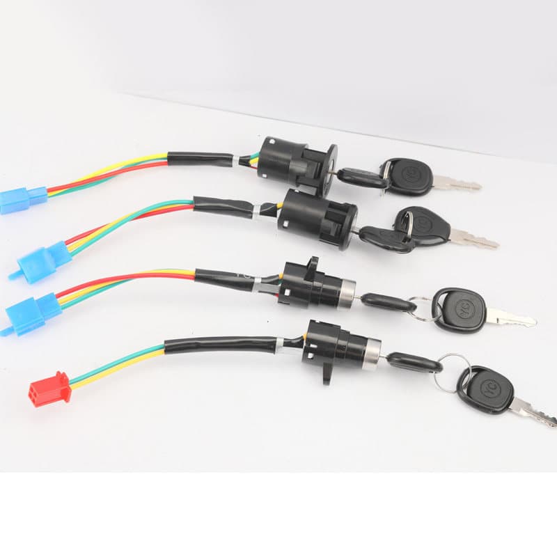 Chave de ignição para veículos elétricos, universal para veículos de três rodas, três fios, travas de cabeça grande, méd