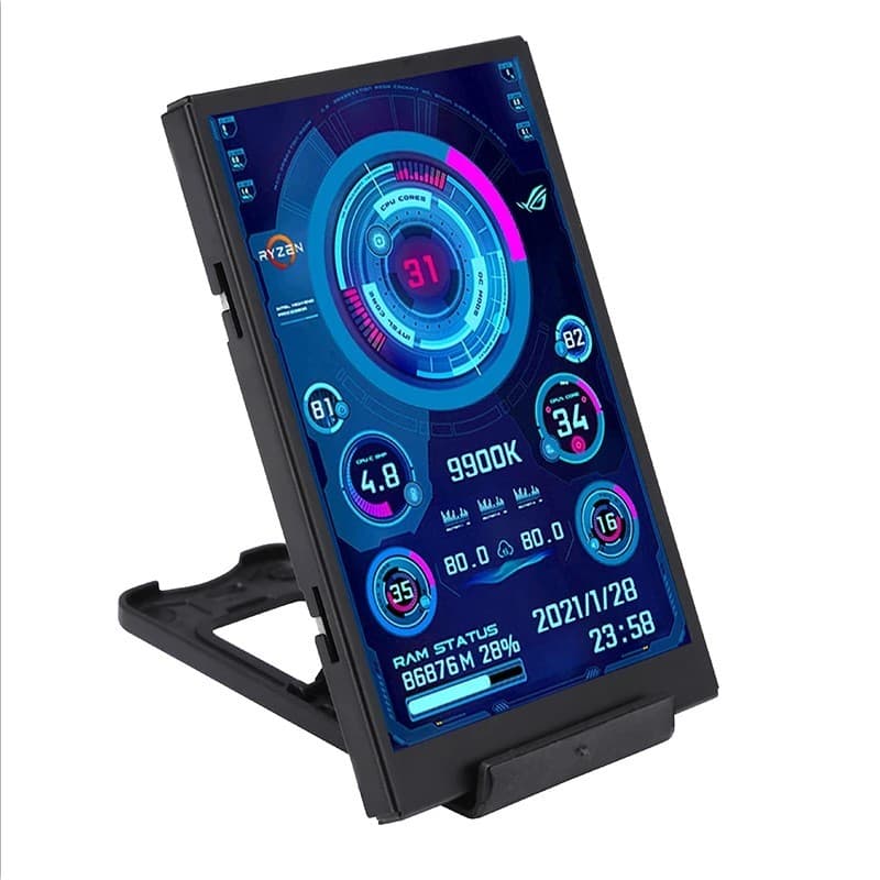 12cm monitoramento de Status do computador tela secundária IPS ângulo de visão completo 60FPS 480*320USB-C chassi livre
