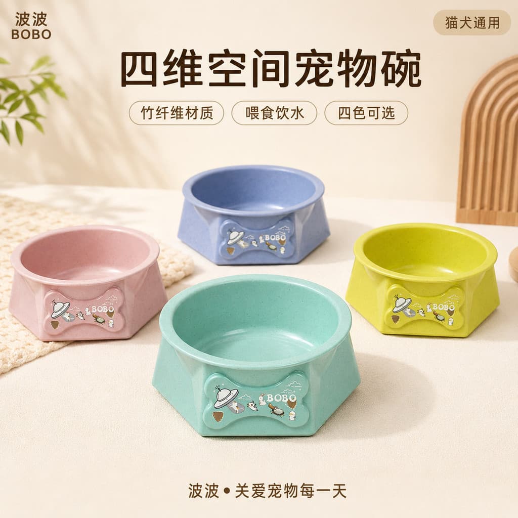 Novo produto tigela para animais de estimação moda fibra de bambu de alto valor antiderrapante anti-derrubamento grande