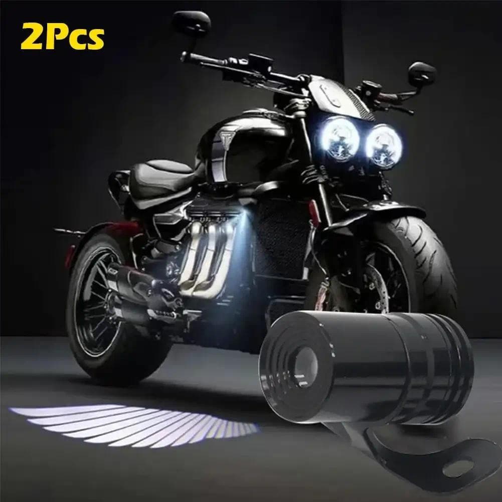 1 Par De Luz LED De Boas-Vindas Para Motocicleta , Estilo Asas De Anjo , Peças De Modificação De Projeção De Chassi De