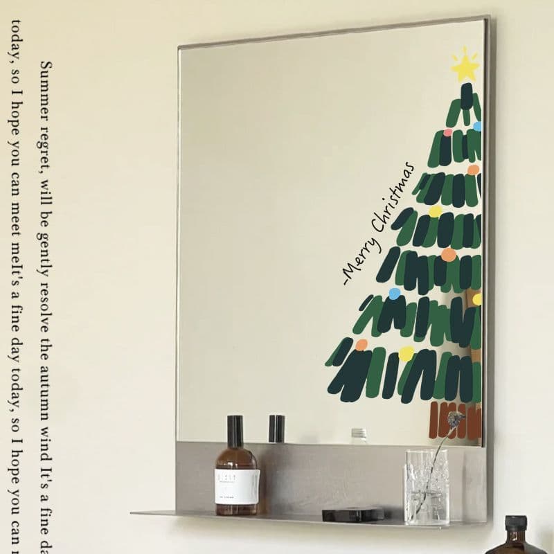 Novo criativo natal janela espelho decoração borda adesivo de vidro do banheiro High-End espelho de corpo inteiro adesiv