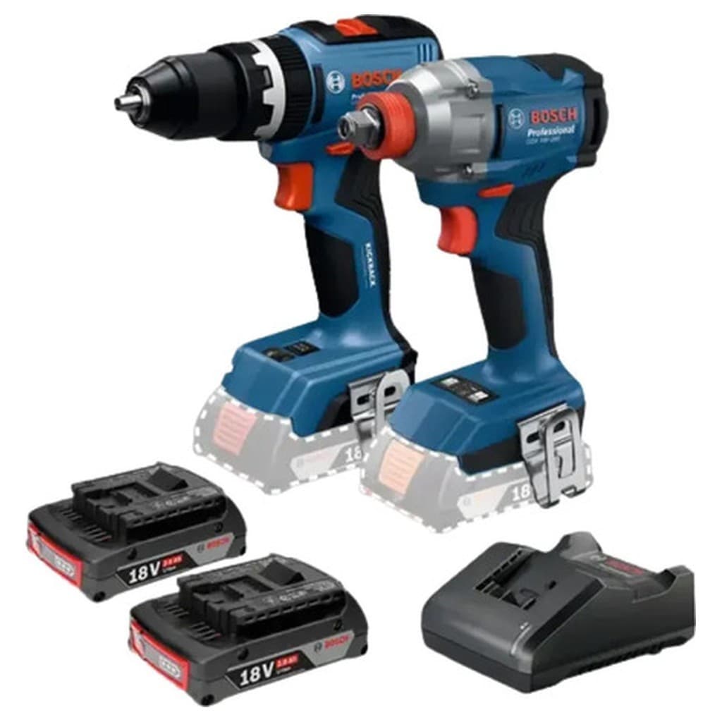 Combo Bosch GSB 18V 65 GDX 18V 285 Maleta 2 Baterias 18V Profissional Parafusadeira Furadeira Impacto Chave Azul