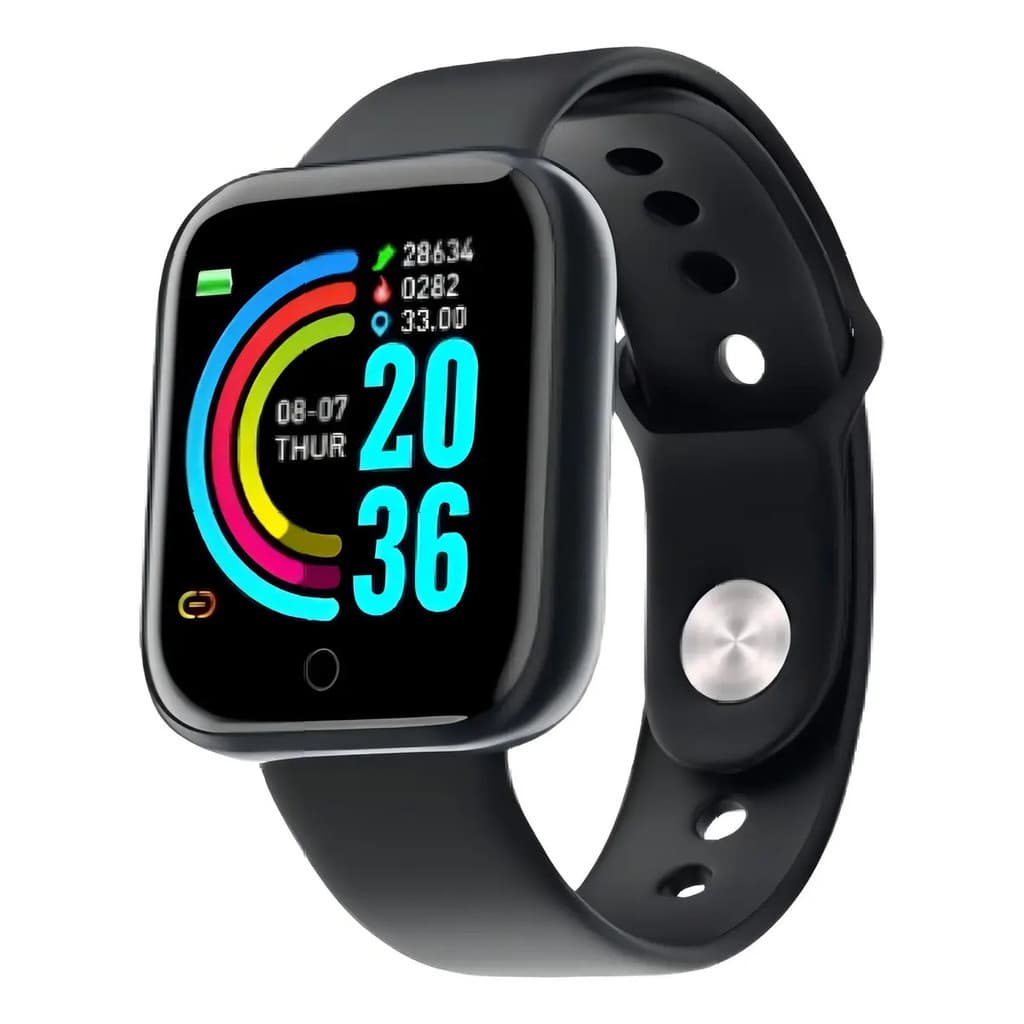 Smartwatch D20 Y68 Preto Relógio Inteligente Bluetooth Tela 1.3 Compatível Android e iOS
