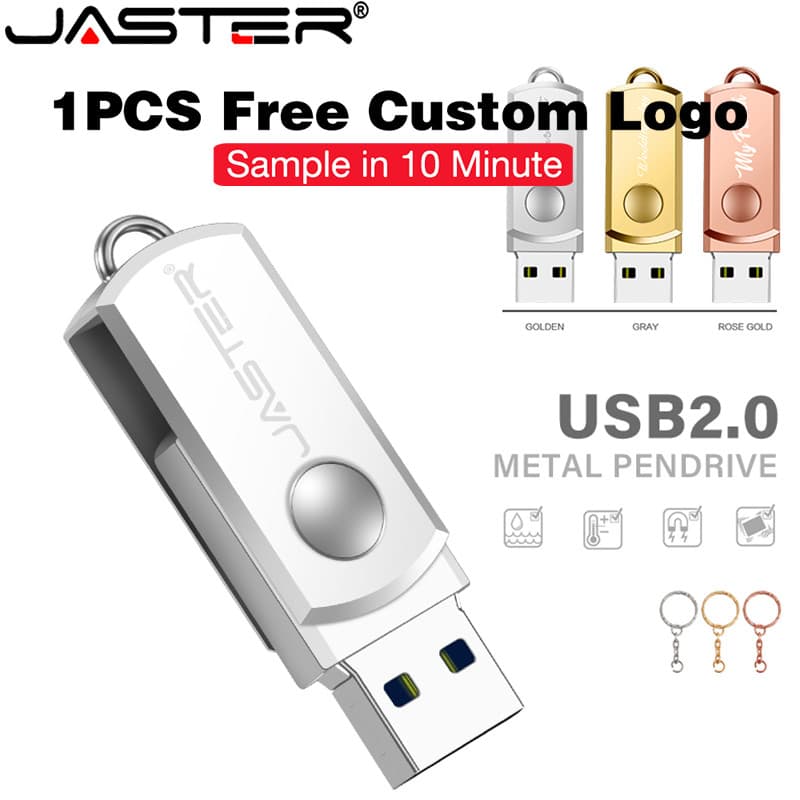 JASTER Unidade Flash USB Rotativa 128GB Pendrive De Metal 64GB Vara De Alta Velocidade 32GB Mini Dispositivos Criativos