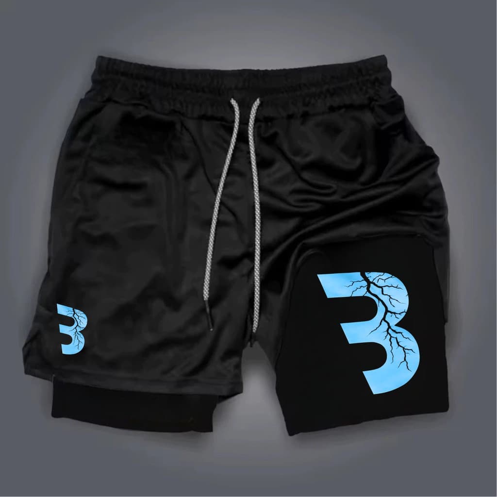 Shorts Bermuda 2 em 1 Para Academia treino perfomance CBum academia maromba short dry compressão