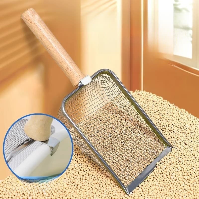 Pá para areia de gato, pá de aço inoxidável para areia de gato, solo expandido, pá para areia de gato, merda Mineral