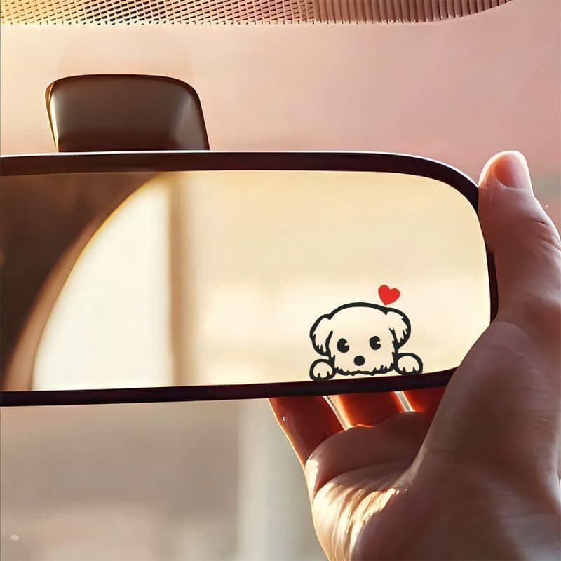 Adesivo de Carro Fofo de Desenho Animado, Adesivo de Cachorrinho para Espelho Retrovisor, Janela e Carroceria, Cobertura