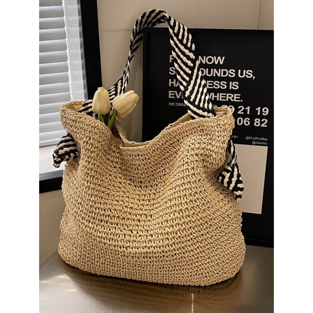 bolsa transversal feminino bolsa feminina Bolsa feminina estilo preguiçoso bolsa de palha para férias à beira-mar