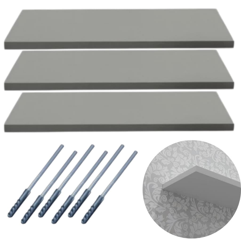 Kit 3 Prateleira Mdf 100x20 Suporte Invisível Na Cor Cinza