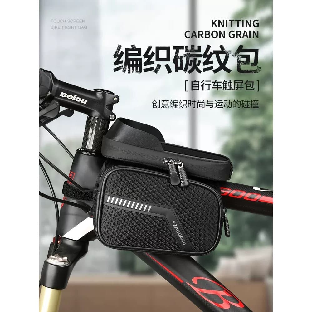 Bolsa de bicicleta com feixe frontal, bolsa para Mountain Bike, bolsa para celular, tubo superior, à prova d'água, tela