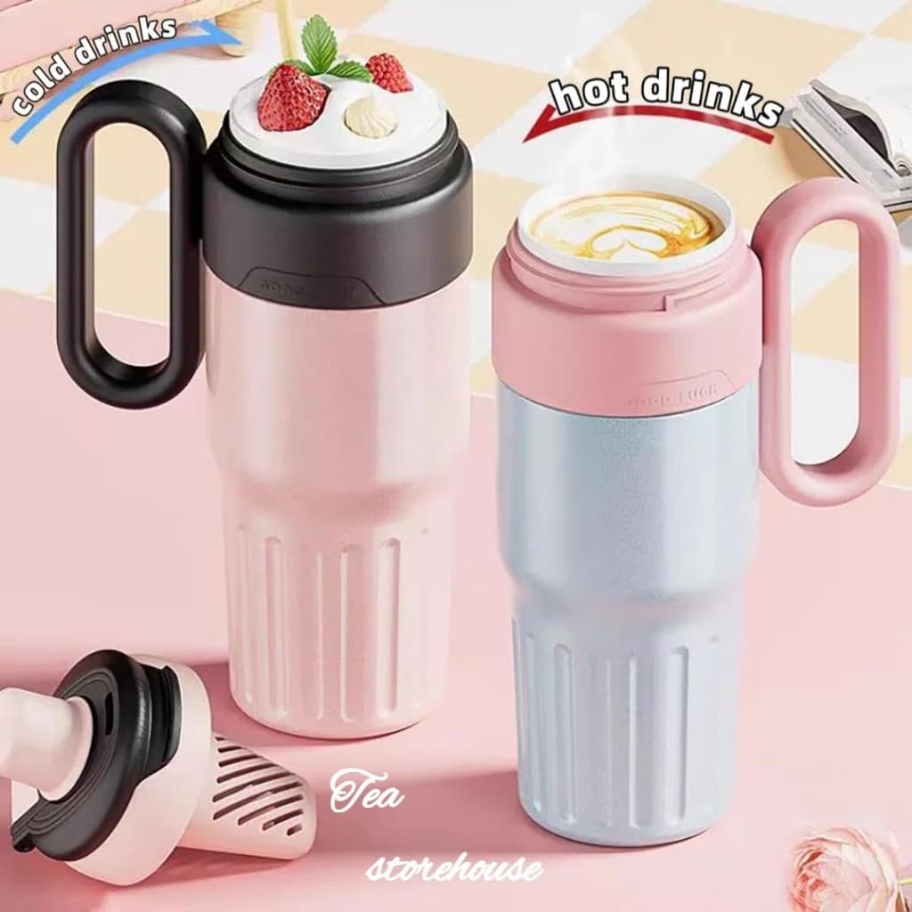 Copo Térmico 780ml com Alça - Antivazamento Canudo + Tampa Segura | Estilo Moderno (A27)