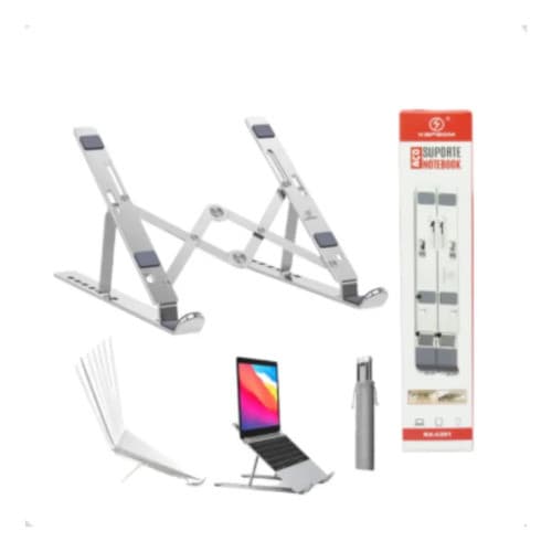 Suporte Para Notebook Ajustável Em Alumínio Base Ergonômica Regulável De Altura Dobrável Portátil Para Mochila