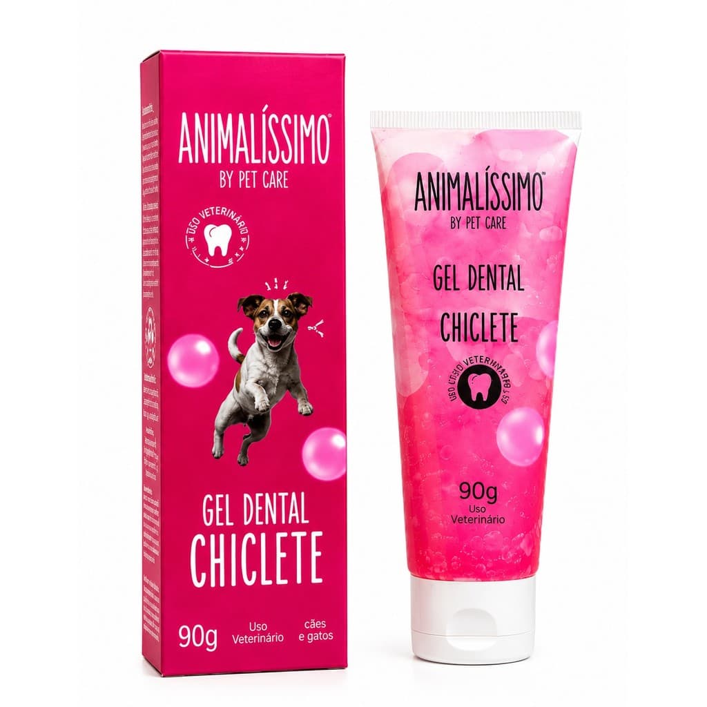 Pasta de Dente Gel Dental Animalíssimo Chiclete 90g Cão Gato