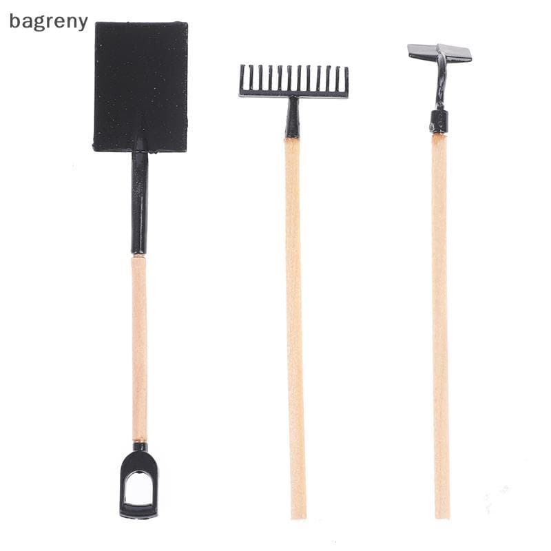 [bagreny] 3 Unidades/Conjunto 1 : 12 Casa De Bonecas Em Miniatura Pá Enxada Ferramentas Agrícolas Acessórios De Jardim B