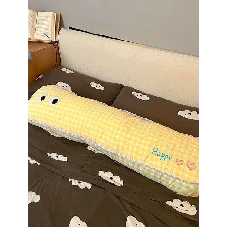 Xadrez longo travesseiro de pelúcia Retro xadrez travesseiro cama perna travesseiro meninas dormindo calmante pele perna