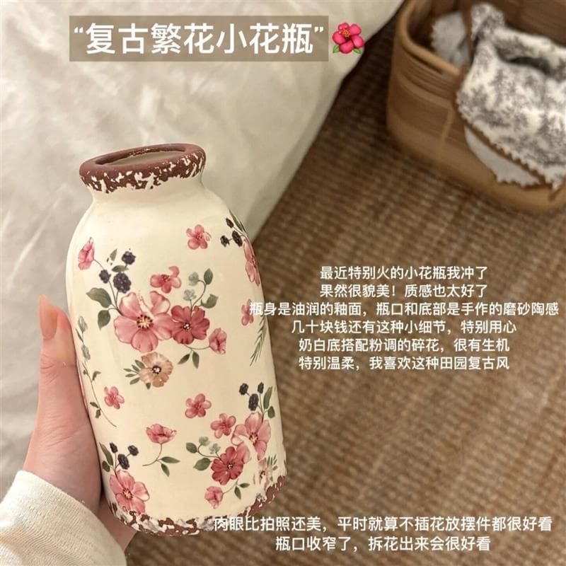 Retro vaso de cerâmica ornamentos sala estar arranjo flor luz luxo High-End criativo vaso ano novo feriado atmosfera fab