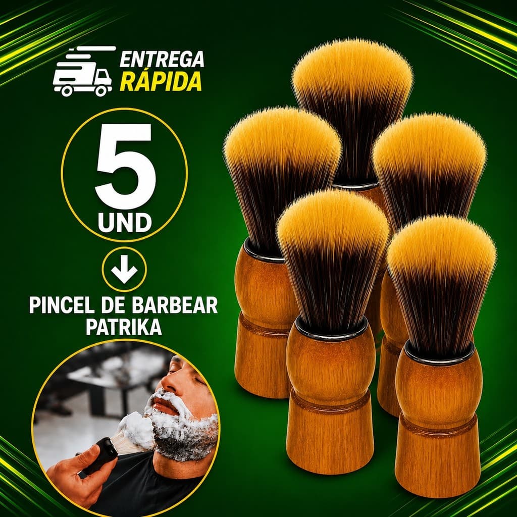 Pincel de Barbear Profissional Cerdas Macias Cabo Madeira Barbeiro Barbearia Salão Cabeleireiro