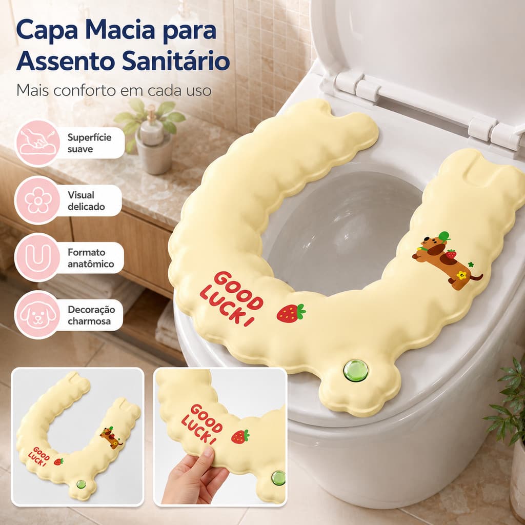 Capa De Assento Sanitário Almofada Macia Removível Impermeável Modelo Universal Para Assento De Vaso Sanitário Doméstico