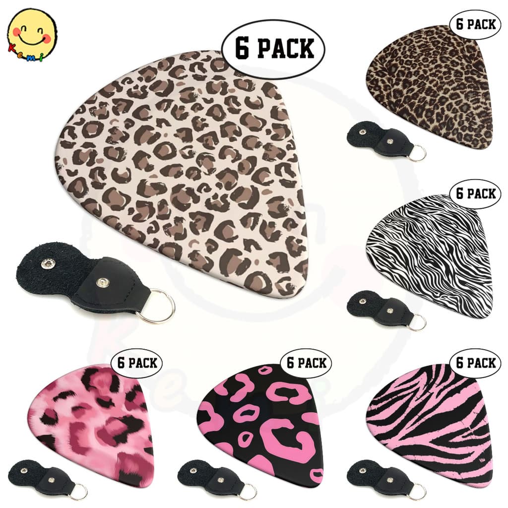 Palhetas Para Guitarra Com Estampa De Leopardo , 6 Pacotes-0.46 Mm 0.71 0.96 , Presente Exclusivo Baixo , Guitarras Elét