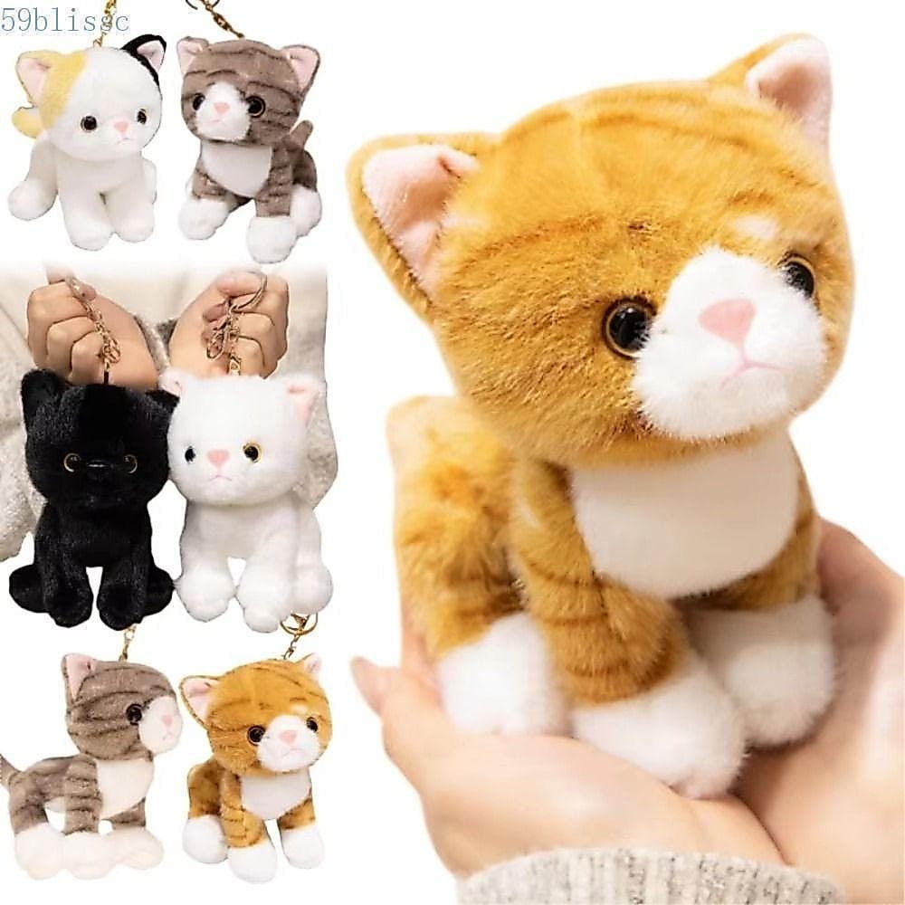 Boneca De Gato Simulada BLISSC , Brinquedo De Pelúcia De Gatinho De Desenho Animado Peludo Macio , Chaveiro De 15 Cm
