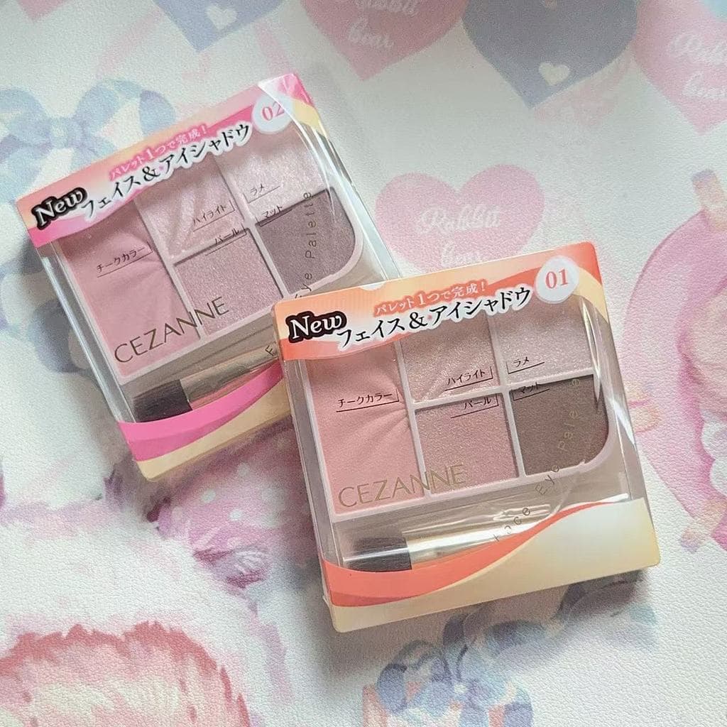[Estoque pronto] Japão cezanne Qianli Sombra de cinco cores Blush Sombra em pó multifuncional multifuncional