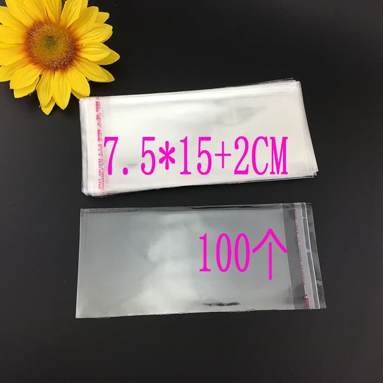 Saco autoadesivo autoadesivo 7.5*15+2cm saco autoadesivo opp uma peça 100 peças dupla face