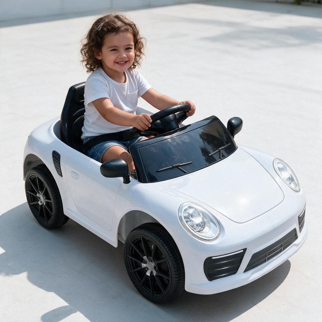 Carro Eletrico Infantil Estilo Porsche com Controle Remoto para Criança 2 a 4 anos Mini Carrinho Motorizado a Bateria