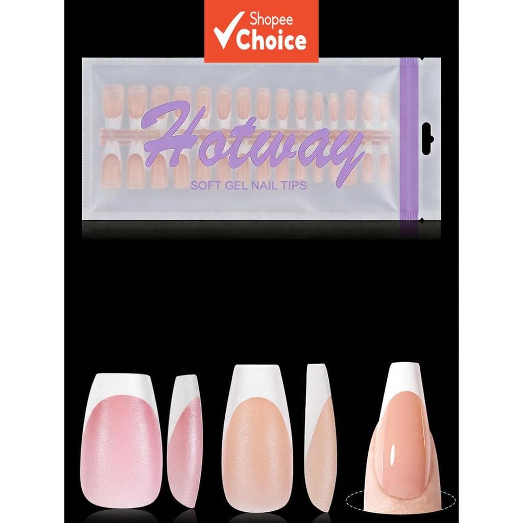 HOTWAY Hailey 120 Peças Curto Médio Quadrado Cor Clara Tipo Prensa Francesa Conjunto De Remendo Para Realce De Unhas Em