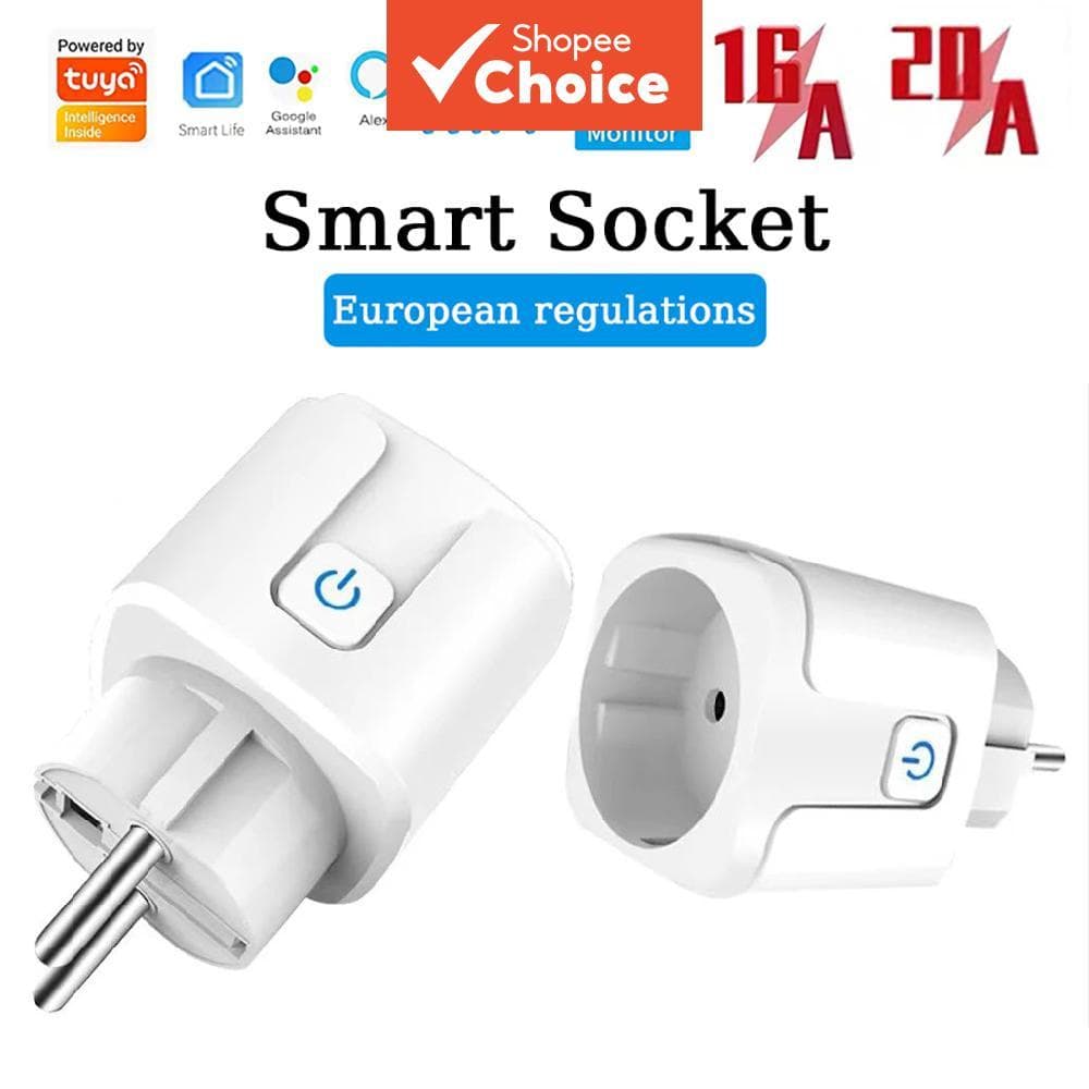 AXUS funciona com o aplicativo Tuya Smart Life, plugue inteligente WiFi da UE, tomada 16A/20A, monitoramento de energia,