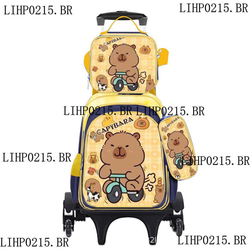 Kit Mochila Rodinha Infantil Lancheira Estojo Espaçosa Menina Reforçada