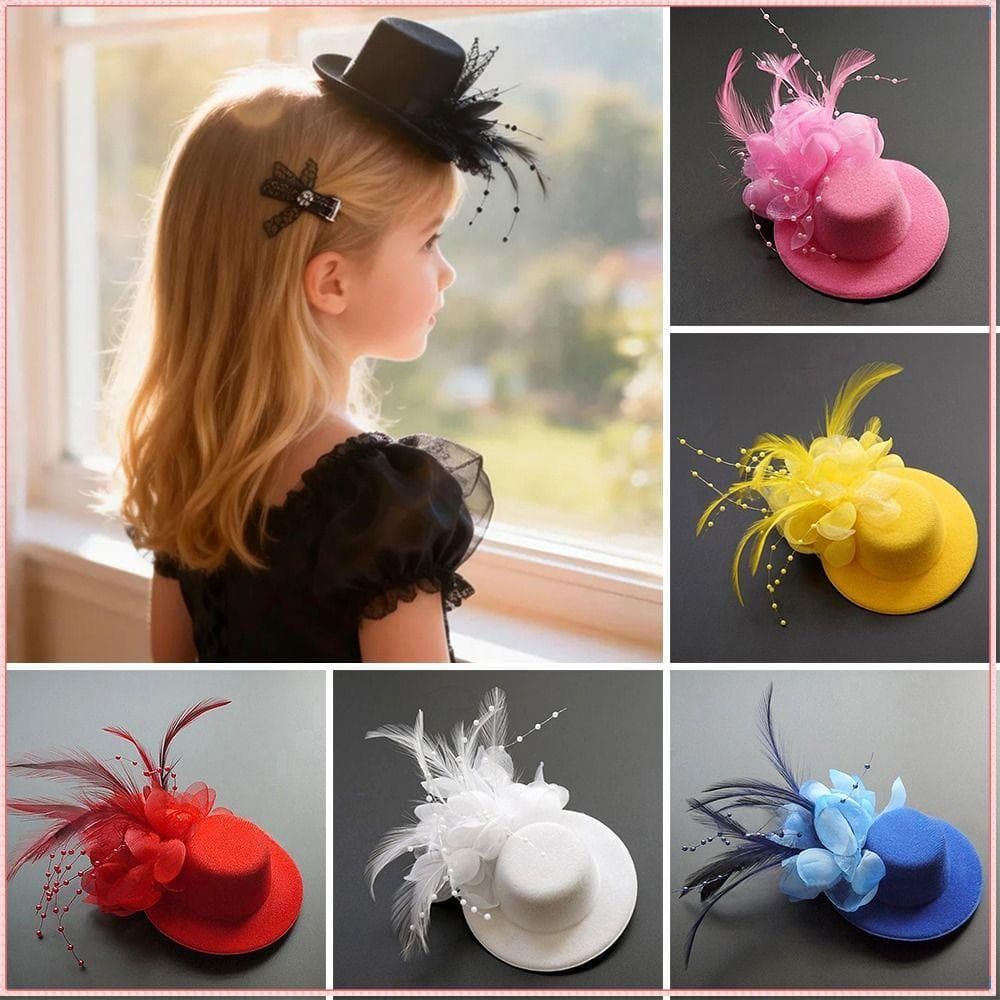 Chapéus Fascinators Infantis  , Chapéu De Caixa De Comprimidos De Flores De Baile De Maquiagem De 13 Cm , Grampos D