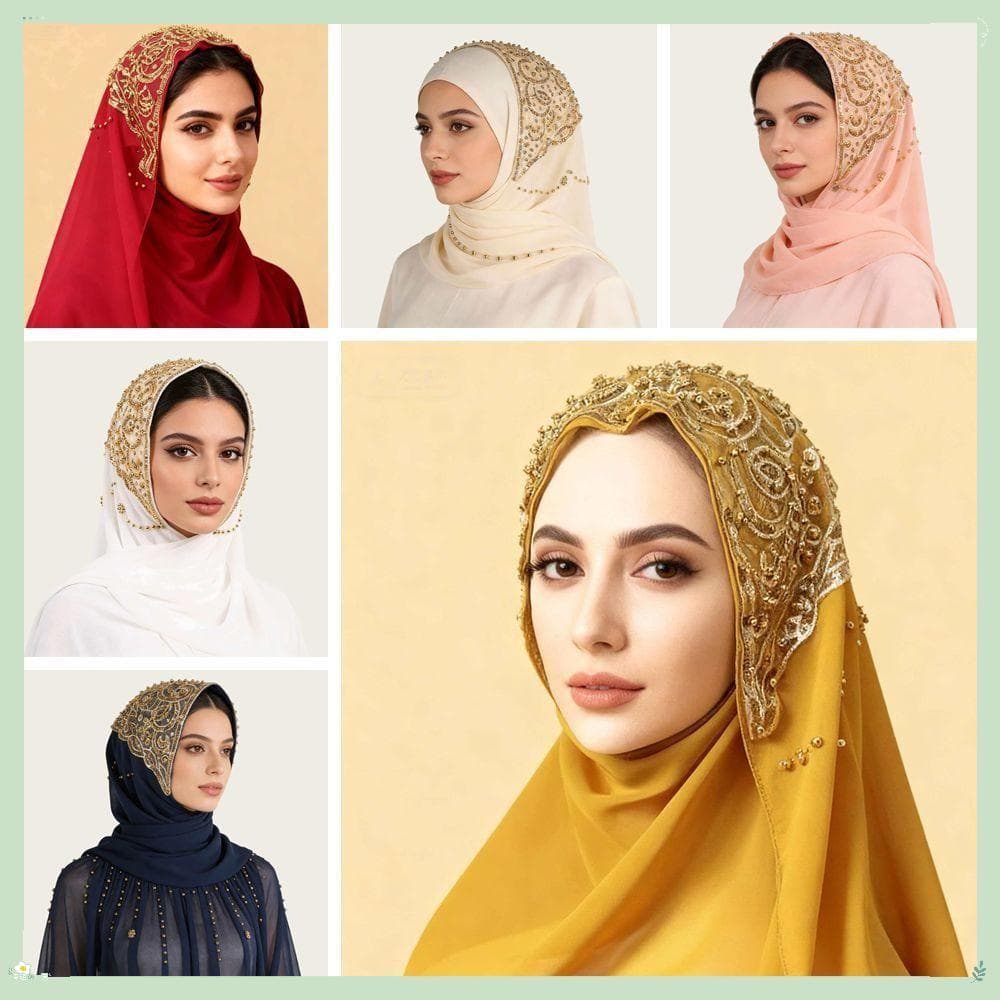 Turbante Instantâneo Muçulmano , Cabeça De Turbantes Respiráveis De Cobertura Completa , Lenço De Chiffon De Cor