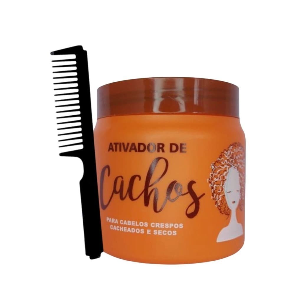 Ativador De Cachos + Pente Cabelos Crespos Cacheados e Secos Para fazer Fitagem e Modelar Cachos