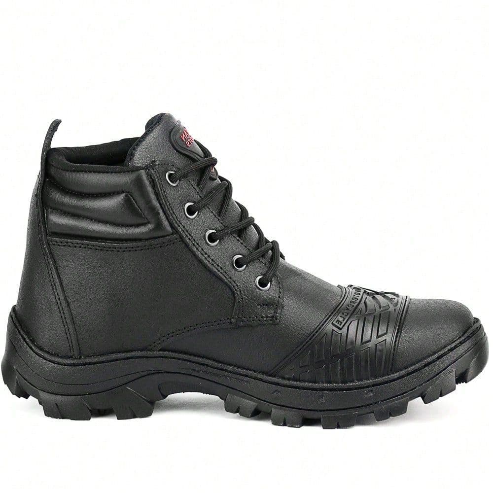 Bota Coturno Motociclista Masculino Couro Napa Preto Protetor De Marcha Palmilha Gel Conforto Antiderrapante Ferraretto