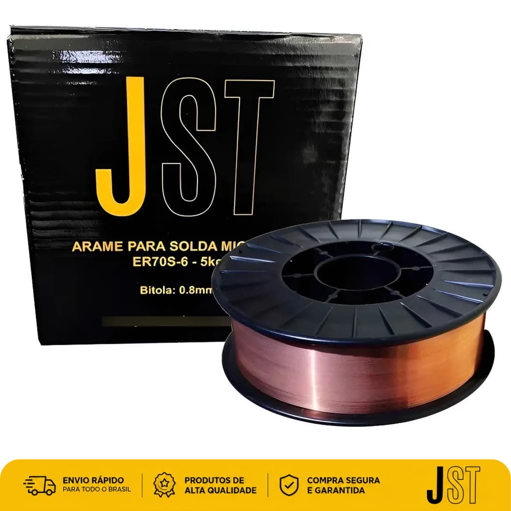 Arame Para Solda MIG Sem Gás 0,8mm 5kg JST Fluxado Carretel Tubular