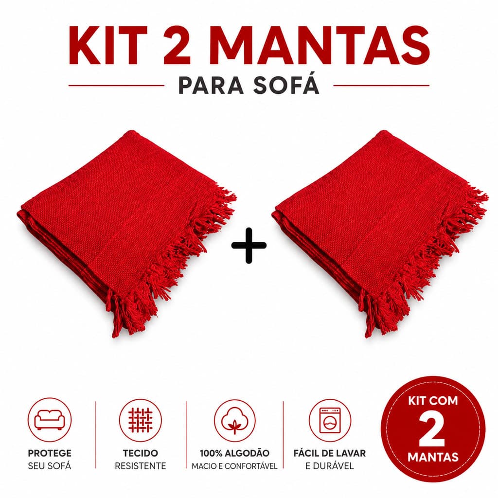 Kit 2 Manta Para Sofá  Retrátil 2,10X1,20 Cama Poltrona Decorativa 100% Algodão