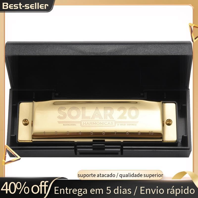 10 Buracos Gaita Diatônica Blues Harpa Boca Órgão Chave De C Instrumento Musical Para Iniciante , Ouro