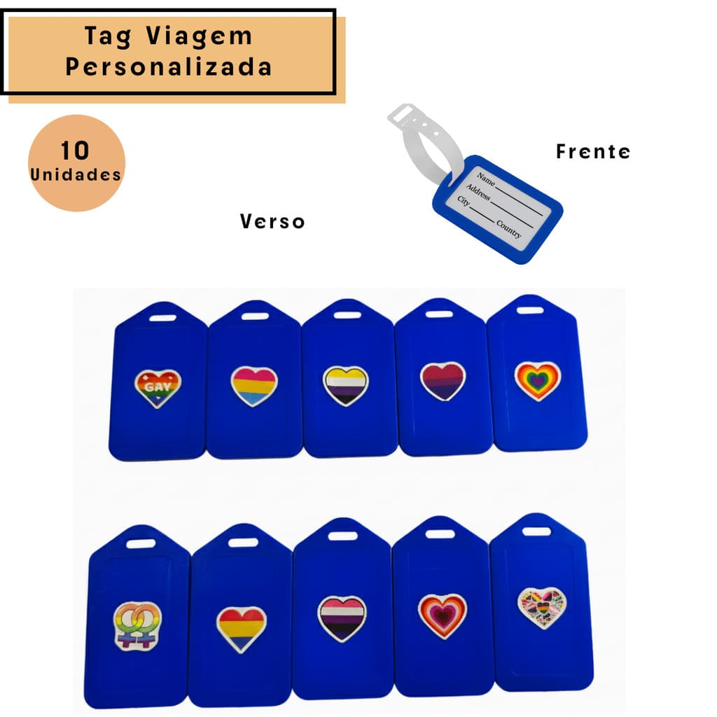 10 Tag Identificaçao Bagagem Mala Viagem Personalizada Lgbtqia+ Gay