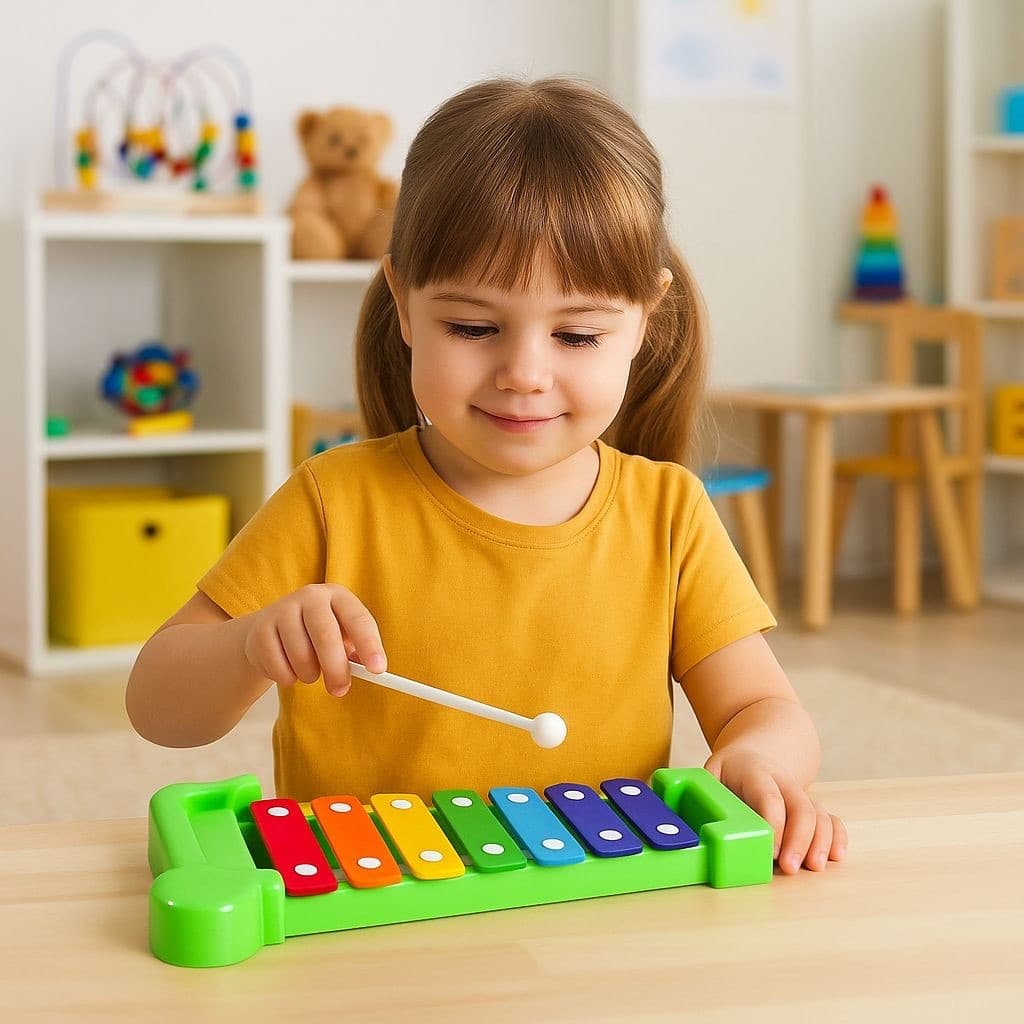 Xilofone Infantil Brinquedo Piano Musical Com Baqueta de Plástico Didático