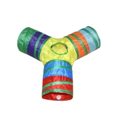 Túnel Colorido Divertido Gatos Brinquedo Interativo Estrutura Em Y Pet