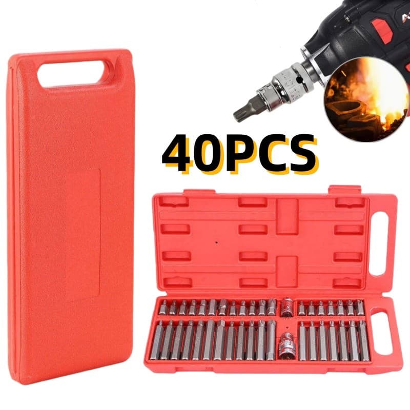 Kit Com 40 Peças De Ferramentas Bit Torx Allen Multidentado Crv De Alta Qualidade