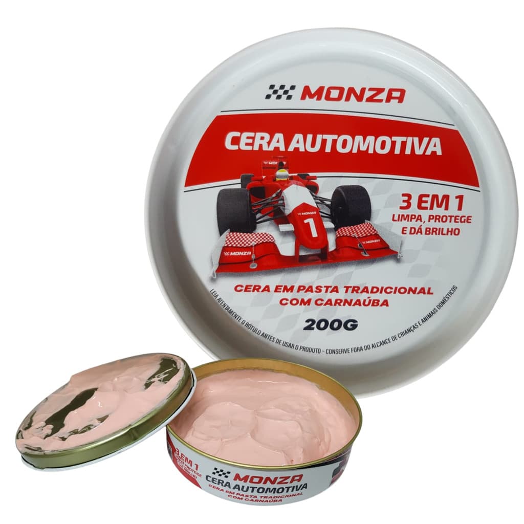 Lata Cera Automotiva Monza Pastosa Tracidional 200g Brilho Intenso Proteção Pintura C/ Carnaúba