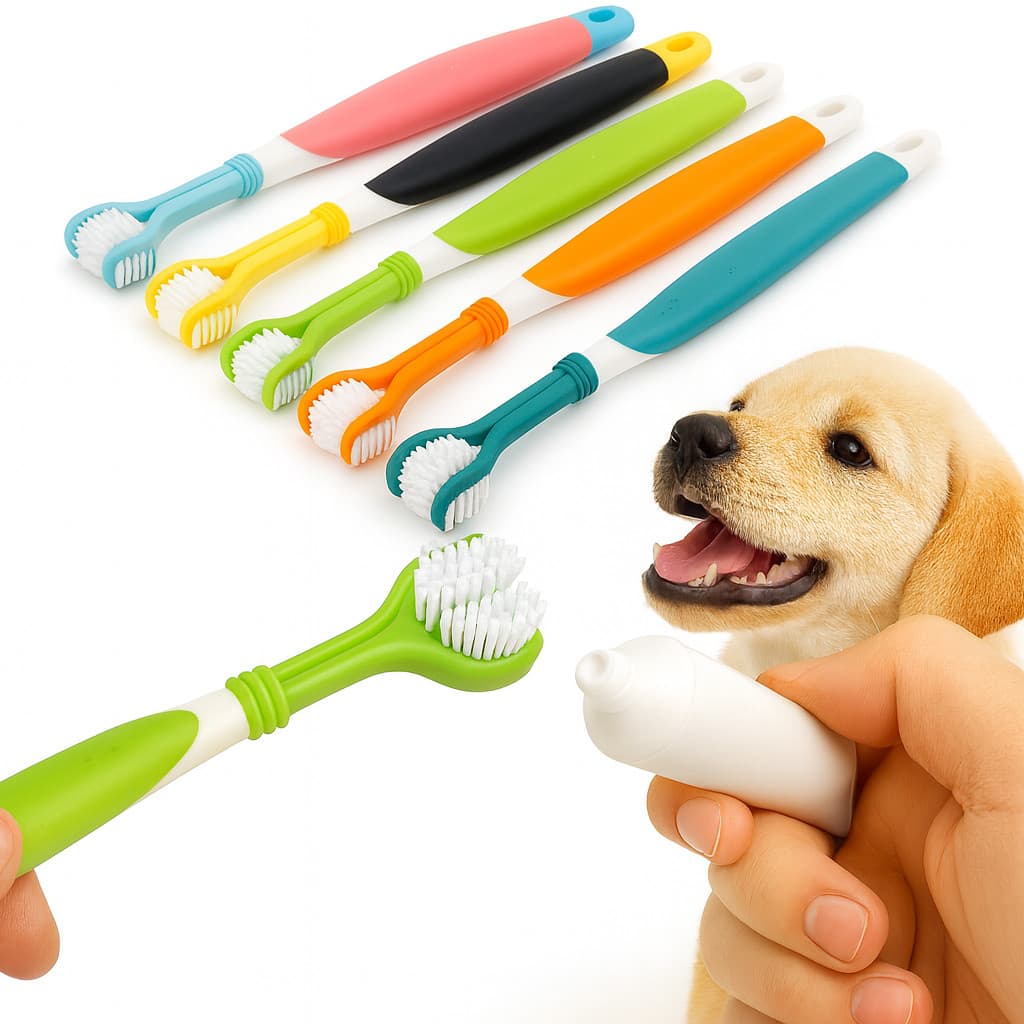 Escova de Dente para Cachorro e Gato 3 Lados 360°