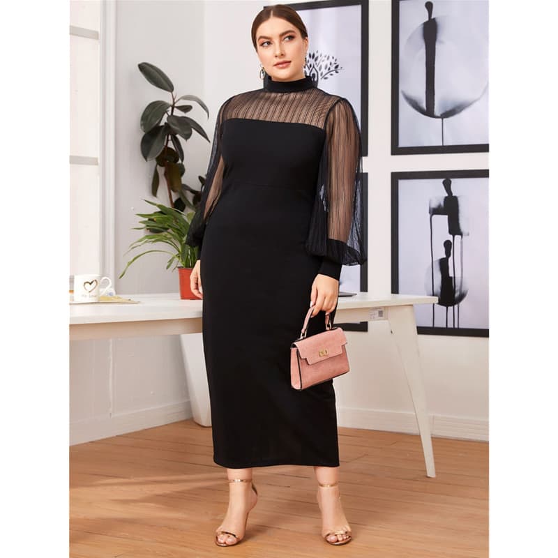 L-4XL Vestidos Femininos plus size Elegante Saia De Gaze Para Mulheres Grandes